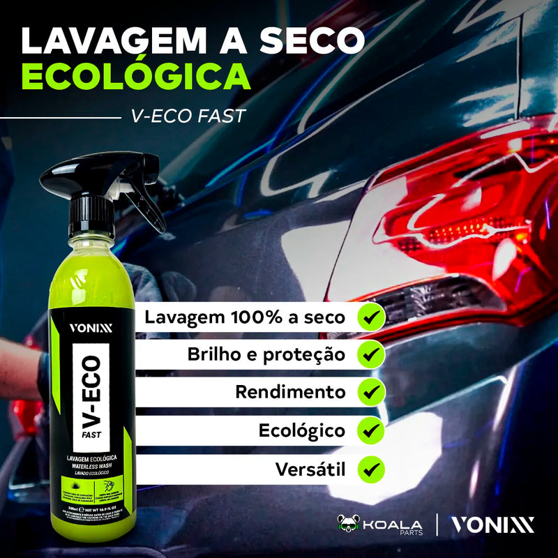 Vonixx V-ECO 500 ml – Dry Wash & Cera Rápida para Carro e Moto