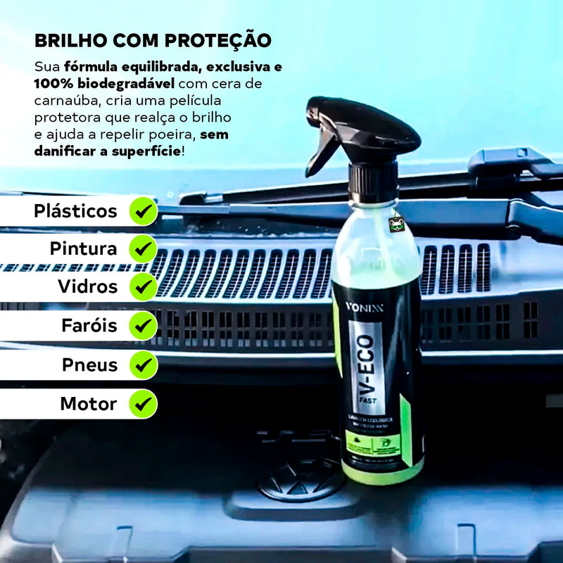 Vonixx V-ECO 500 ml – Dry Wash & Cera Rápida para Carro e Moto