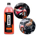 Aplicação do desengraxante Vonixx Impact na caixa de roda automotiva